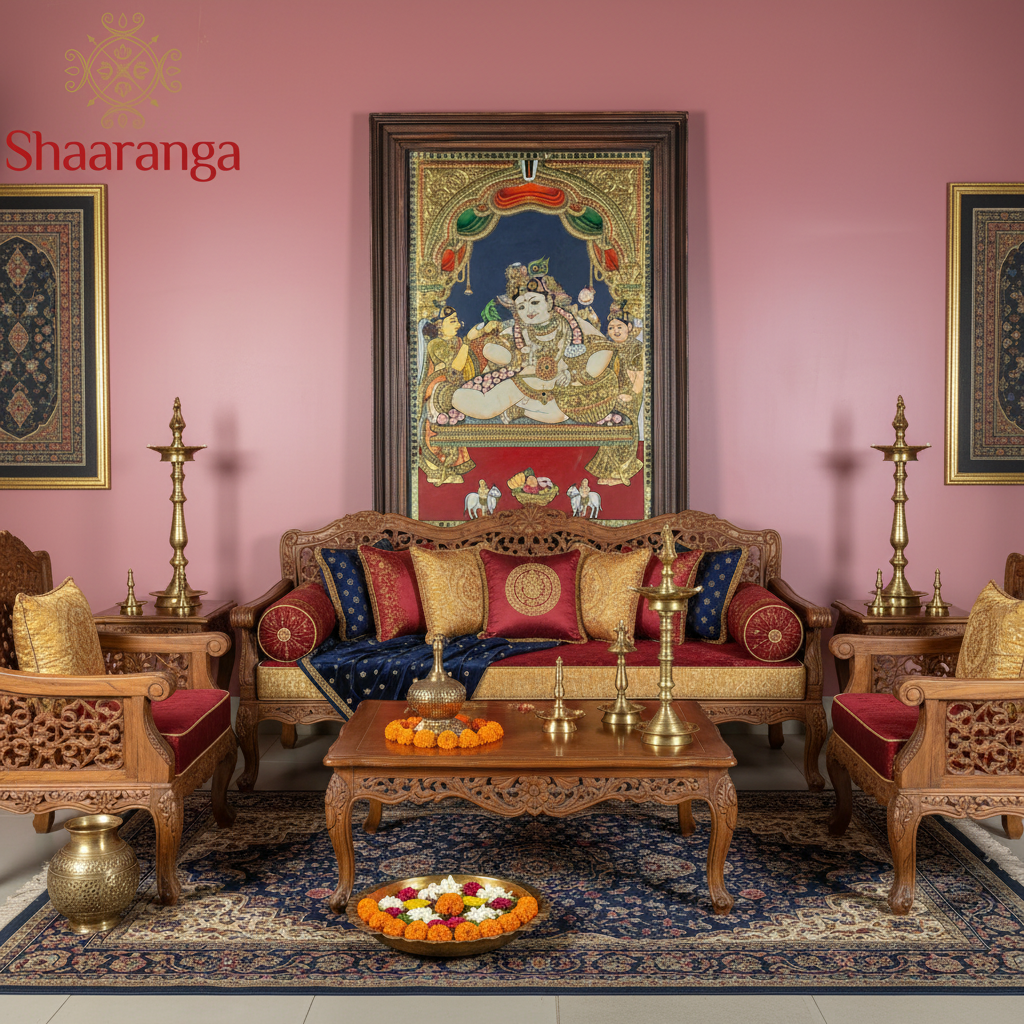 40x30 Inches  Butter Krishna Tanjore Painting - Navaneeta Krishna