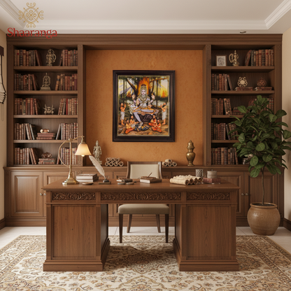 49x35 Inches Dakshina Murthy Swamy Tanjore Painting with 22K Gold work